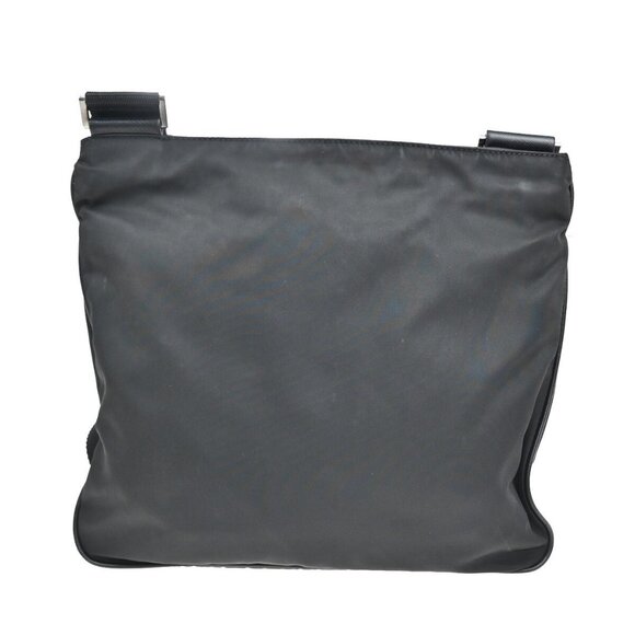 PRADA MILANO Logo Tessuto Shoulder Bag Nylon Leather Black Silver Italy 64EF077 - Picture 3 of 16